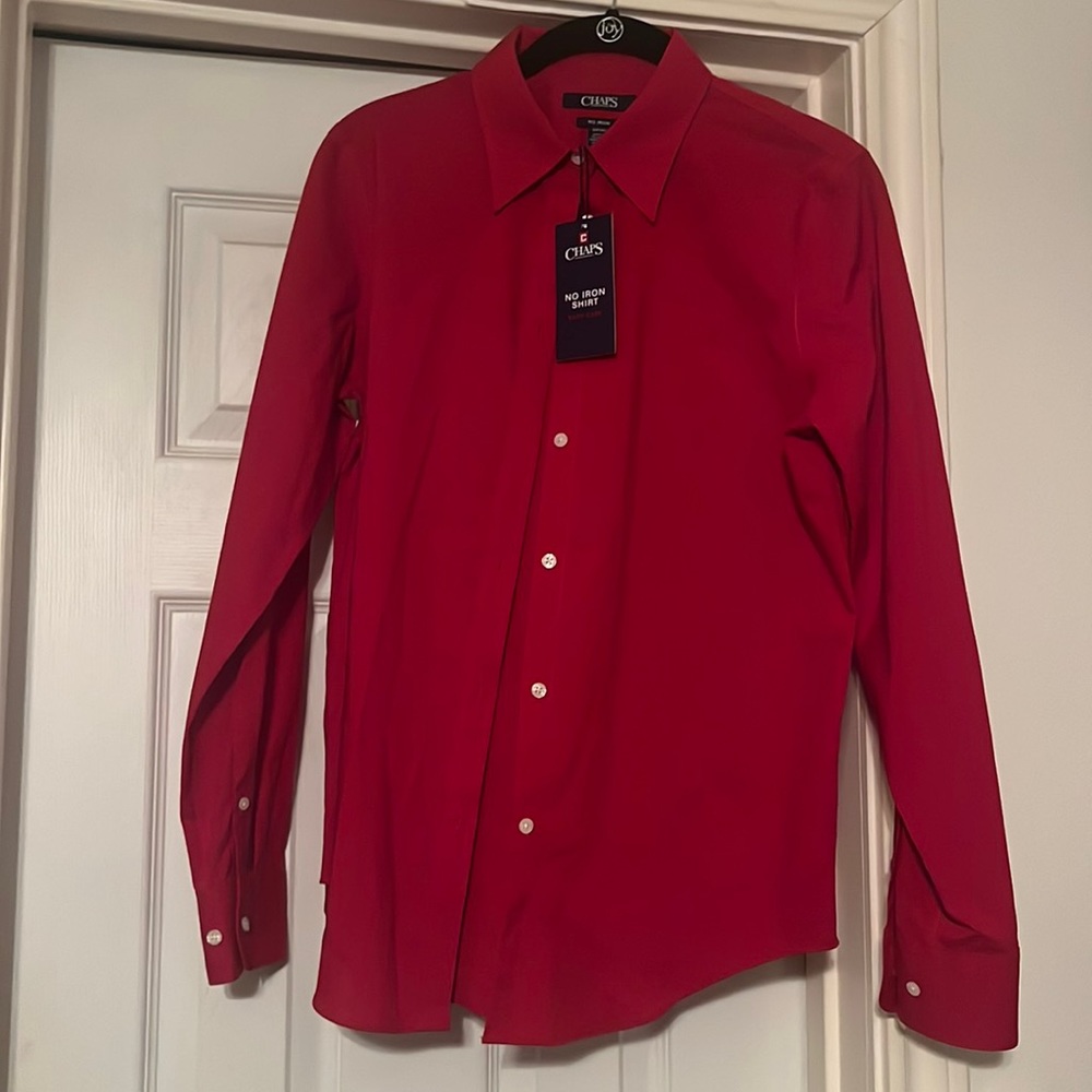 Chaps Red button down top NWT